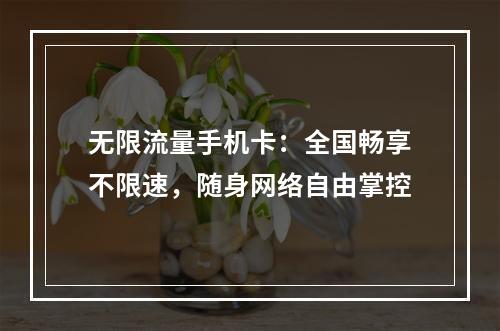 无限流量手机卡：全国畅享不限速，随身网络自由掌控