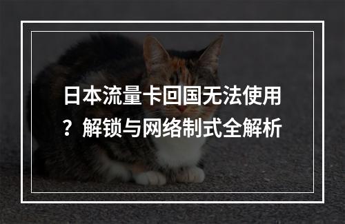 日本流量卡回国无法使用？解锁与网络制式全解析
