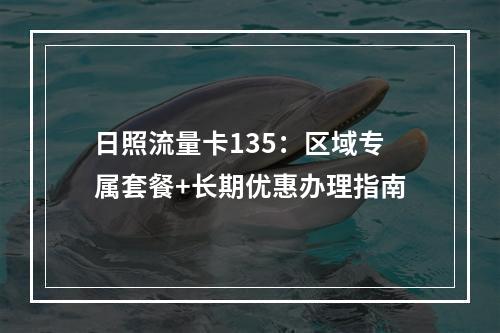 日照流量卡135：区域专属套餐+长期优惠办理指南
