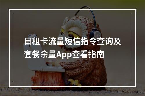 日租卡流量短信指令查询及套餐余量App查看指南