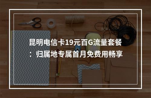 昆明电信卡19元百G流量套餐：归属地专属首月免费用畅享