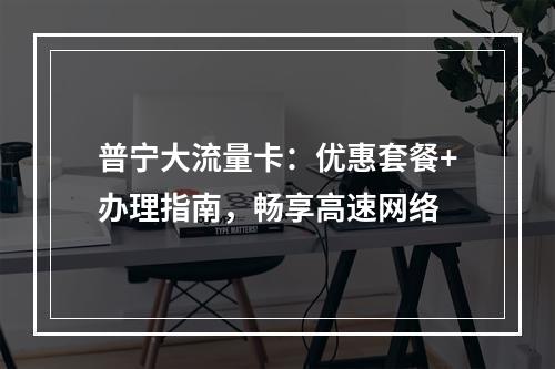 普宁大流量卡：优惠套餐+办理指南，畅享高速网络