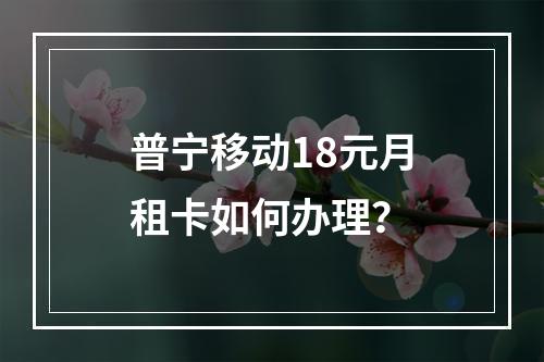 普宁移动18元月租卡如何办理？