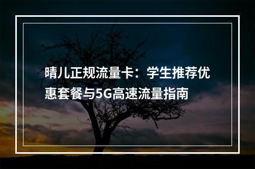 晴儿正规流量卡：学生推荐优惠套餐与5G高速流量指南