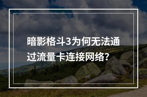 暗影格斗3为何无法通过流量卡连接网络？