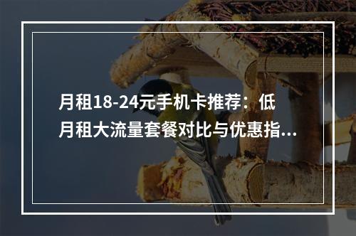 月租18-24元手机卡推荐：低月租大流量套餐对比与优惠指南