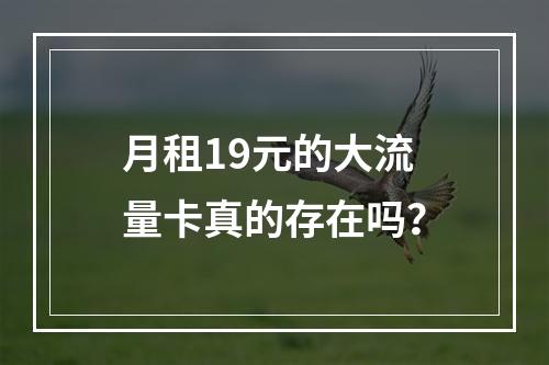 月租19元的大流量卡真的存在吗？