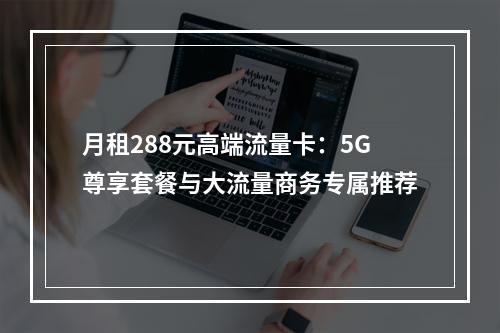 月租288元高端流量卡：5G尊享套餐与大流量商务专属推荐