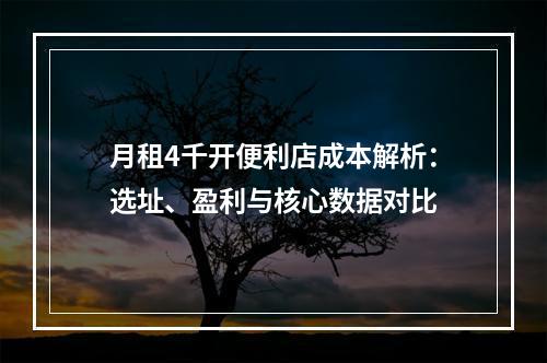 月租4千开便利店成本解析：选址、盈利与核心数据对比
