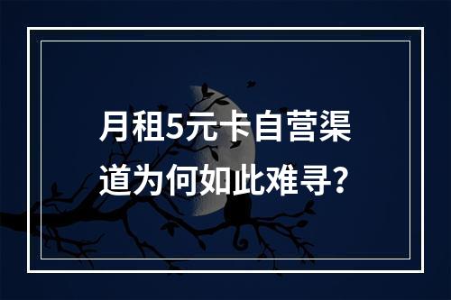 月租5元卡自营渠道为何如此难寻？