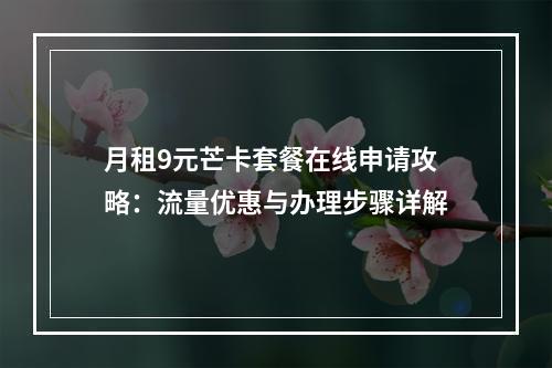 月租9元芒卡套餐在线申请攻略：流量优惠与办理步骤详解