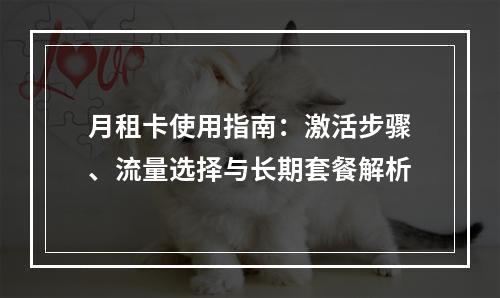 月租卡使用指南：激活步骤、流量选择与长期套餐解析