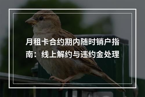 月租卡合约期内随时销户指南：线上解约与违约金处理