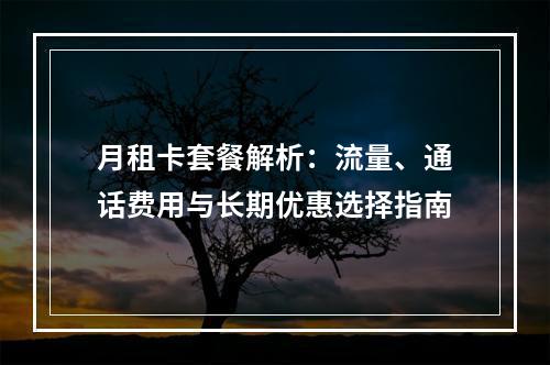 月租卡套餐解析：流量、通话费用与长期优惠选择指南