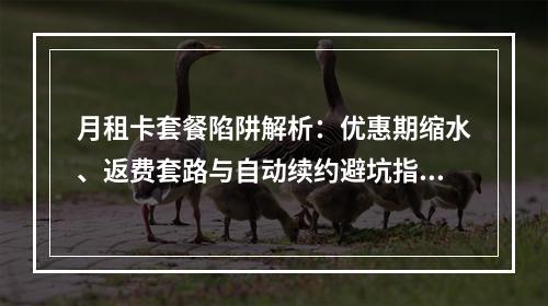 月租卡套餐陷阱解析：优惠期缩水、返费套路与自动续约避坑指南