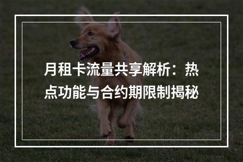 月租卡流量共享解析：热点功能与合约期限制揭秘