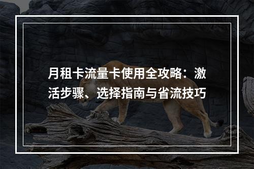 月租卡流量卡使用全攻略：激活步骤、选择指南与省流技巧