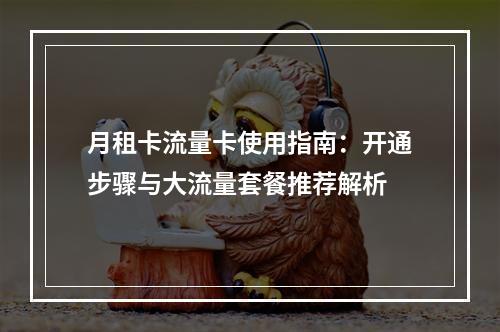 月租卡流量卡使用指南：开通步骤与大流量套餐推荐解析