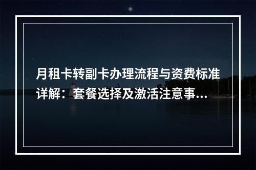 月租卡转副卡办理流程与资费标准详解：套餐选择及激活注意事项