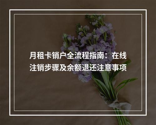 月租卡销户全流程指南：在线注销步骤及余额退还注意事项