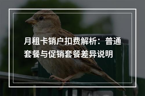 月租卡销户扣费解析：普通套餐与促销套餐差异说明