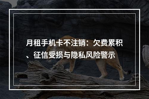 月租手机卡不注销：欠费累积、征信受损与隐私风险警示