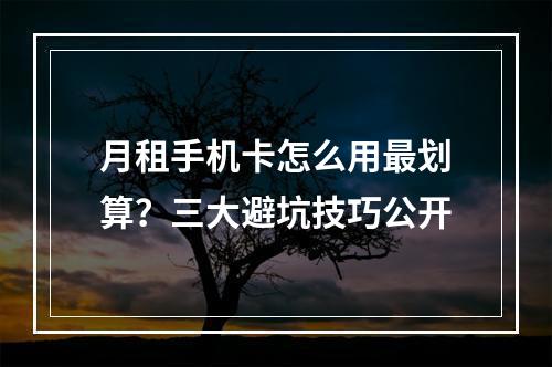 月租手机卡怎么用最划算？三大避坑技巧公开