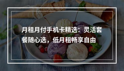 月租月付手机卡精选：灵活套餐随心选，低月租畅享自由