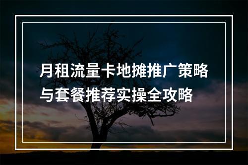 月租流量卡地摊推广策略与套餐推荐实操全攻略