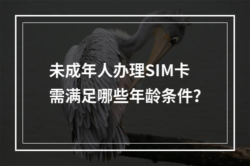 未成年人办理SIM卡需满足哪些年龄条件？