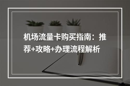机场流量卡购买指南：推荐+攻略+办理流程解析