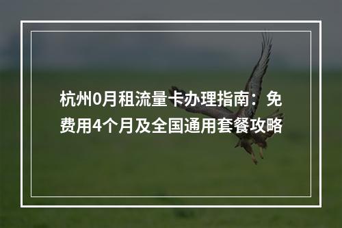 杭州0月租流量卡办理指南：免费用4个月及全国通用套餐攻略