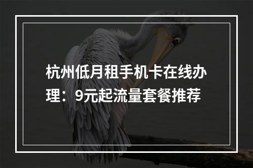 杭州低月租手机卡在线办理：9元起流量套餐推荐