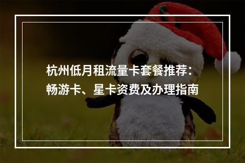杭州低月租流量卡套餐推荐：畅游卡、星卡资费及办理指南