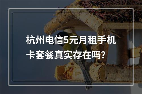 杭州电信5元月租手机卡套餐真实存在吗？