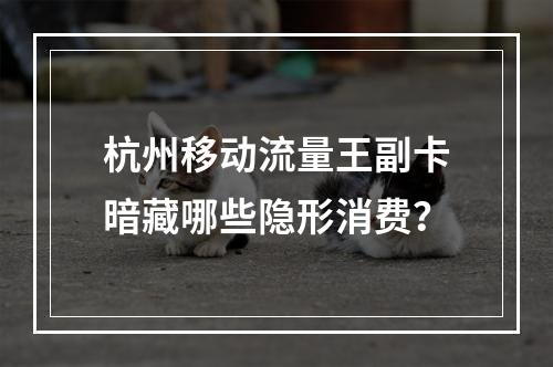 杭州移动流量王副卡暗藏哪些隐形消费？