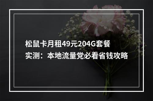 松鼠卡月租49元204G套餐实测：本地流量党必看省钱攻略