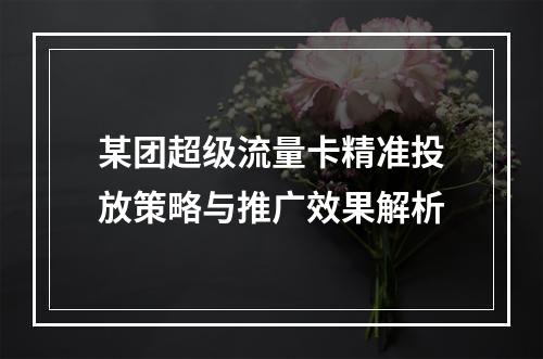 某团超级流量卡精准投放策略与推广效果解析