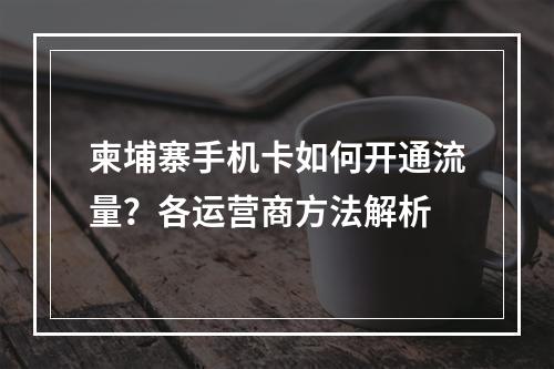 柬埔寨手机卡如何开通流量？各运营商方法解析