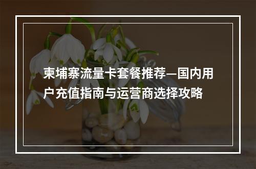 柬埔寨流量卡套餐推荐—国内用户充值指南与运营商选择攻略