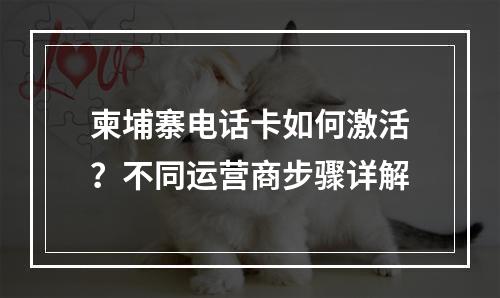 柬埔寨电话卡如何激活？不同运营商步骤详解