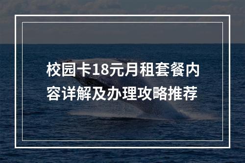 校园卡18元月租套餐内容详解及办理攻略推荐