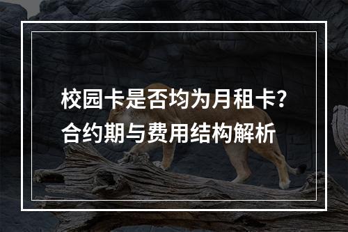 校园卡是否均为月租卡？合约期与费用结构解析