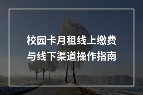 校园卡月租线上缴费与线下渠道操作指南