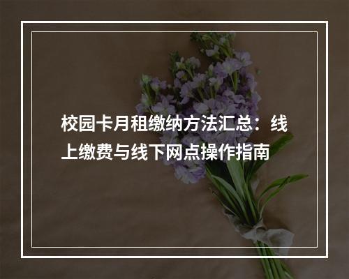 校园卡月租缴纳方法汇总：线上缴费与线下网点操作指南
