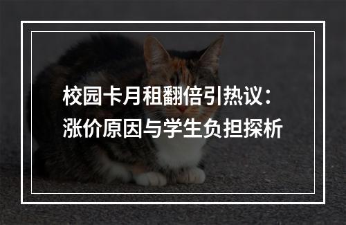 校园卡月租翻倍引热议：涨价原因与学生负担探析