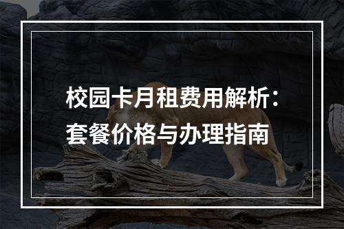 校园卡月租费用解析：套餐价格与办理指南