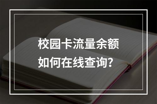 校园卡流量余额如何在线查询？