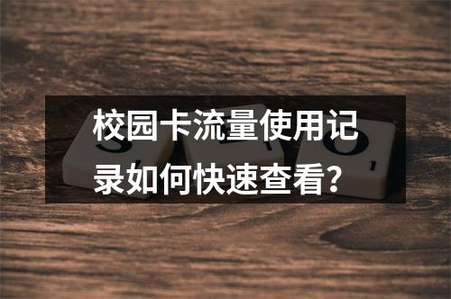 校园卡流量使用记录如何快速查看？