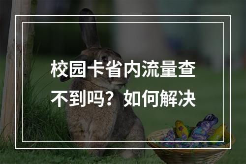 校园卡省内流量查不到吗？如何解决